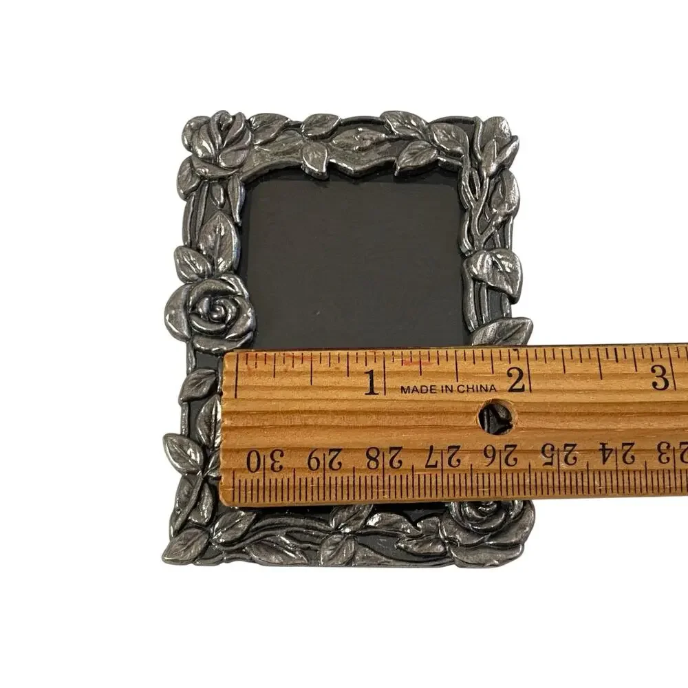 Vintage Pewter Rose Photo Frame 2x3 Whimsigoth Goth Coquette 90s Y2K Mini Floral